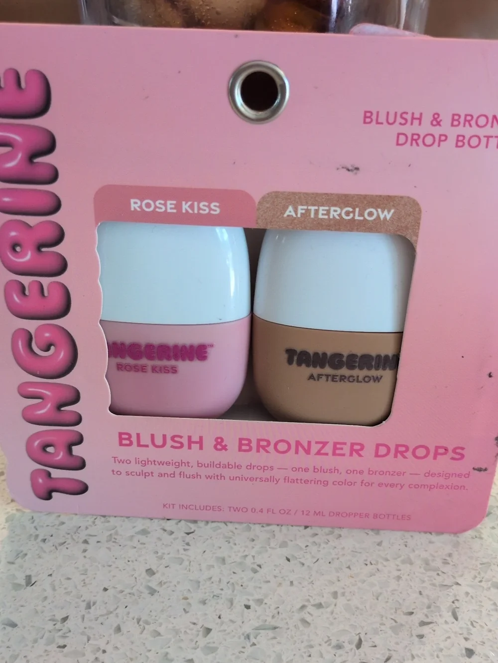 Tangerine Blush & Bronzer Drops — Rose Kiss (pink) & Afterglow (tan)